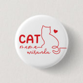 Simple Red Heart Cat Mom Mothers Day Button (Vorderseite)