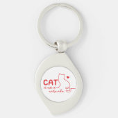 Simple Red Heart Cat Mom Mothers Day Schlüsselanhänger (Vorderseite)