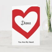 Simple Red Heart Custom Name Valentine Karte (Vorderseite)