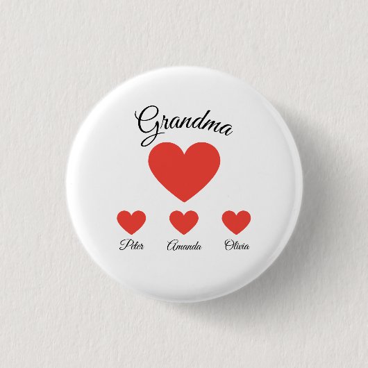 Simple Red Hearts Oma Grandkids Button (Vorderseite)