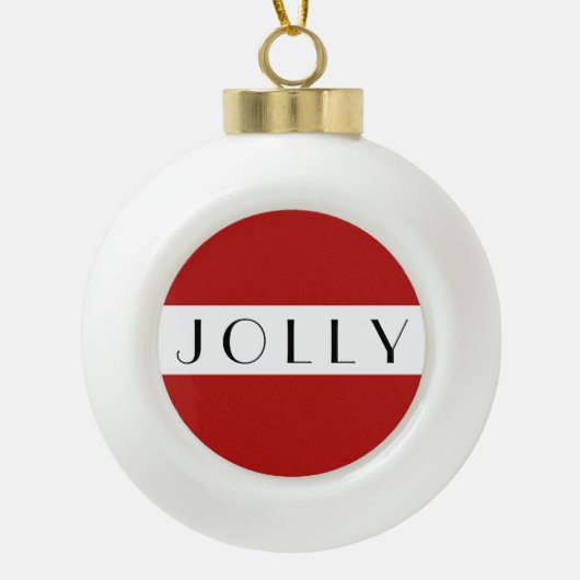 Simple Red Jolly Modern Typografy Keramik Kugel-Ornament (Vorderseite)