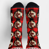 Simple Red Kariert Funny Christmas Foto Socken (Oben)