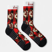 Simple Red Kariert Funny Christmas Foto Socken (Rechts)