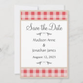 Simple Red Kariert Gingham Country Rustikal Save The Date (Vorderseite)