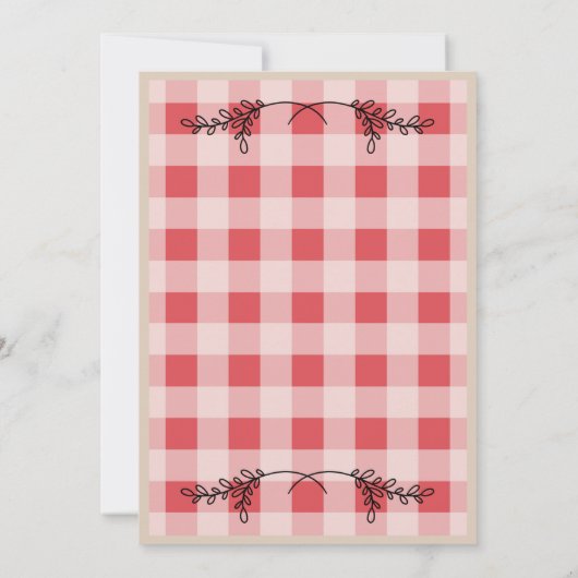 Simple Red Kariert Gingham Country Rustikal Save The Date (Rückseite)