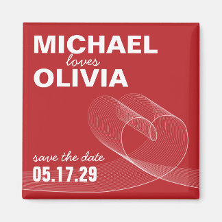 Simple Red Loopy Heart Liebe Lines Save the Date Magnet