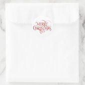 Simple Red Merry Christmas Elegant Runder Aufkleber (Tasche)