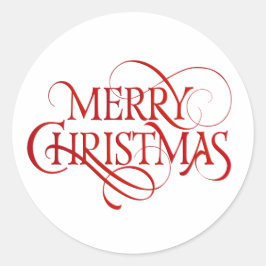 Simple Red Merry Christmas Elegant Runder Aufkleber