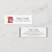 Simple Red Mixer Floral Cake Bakery Business Card Mini Visitenkarte (Vorne/Hinten)