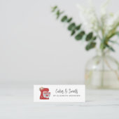 Simple Red Mixer Floral Cake Bakery Business Card Mini Visitenkarte (Stehend Vorderseite)