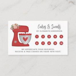 Simple red Mixer Floral Cake Bakery Business Treuekarte