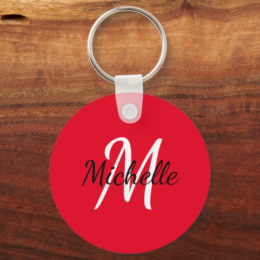 Simple Red Monogrammed Schlüsselanhänger (Rückseite)