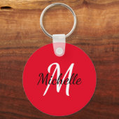 Simple Red Monogrammed Schlüsselanhänger (Vorderseite)