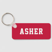 Simple Red Personalized School Backpack Name Tag Schlüsselanhänger (Rückseite)