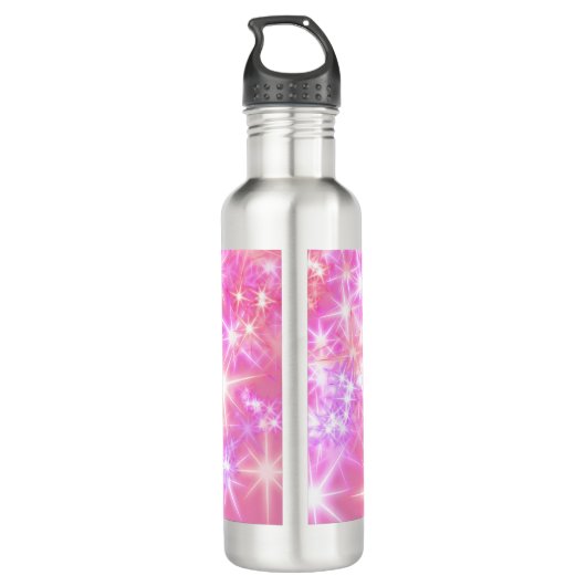 Simple red pink glittersparkle stars add your text edelstahlflasche (Rückseite)