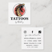Simple Red Snake Modern Tattoo Artist Social Media Quadratische Visitenkarte (Vorne/Hinten)