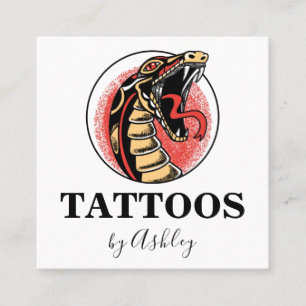 Simple Red Snake Modern Tattoo Artist Social Media Quadratische Visitenkarte