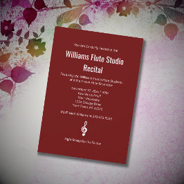 Simple Red Treble Clef Flute Music Erwägungsgrund Einladung