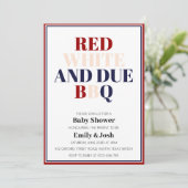 Simple Red White and Due 4. Juli Patriotic Einladung (Stehend Vorderseite)