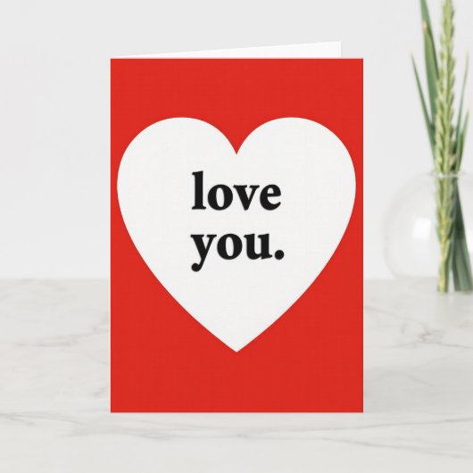 Simple Red White Love You Heart Card Karte (Vorderseite)