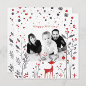 Simple Rentier Family Foto Weihnachtskarte (Vorne/Hinten)