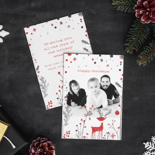 Simple Rentier Family Foto Weihnachtskarte Einladung