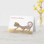 Simple Reptile Gecko Birthday Karte (Gelbe Blume)
