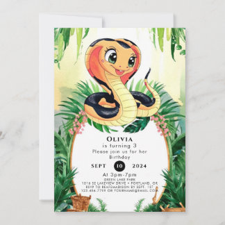 Simple Reptiles Snake Birthday Einladung
