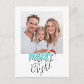 Simple Retro 1 Foto Merry Bright Blue Weihnachten (Vorderseite)