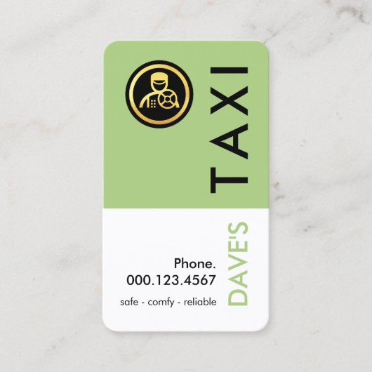 Simple Retro Green Taxi Layer Visitenkarte (Vorderseite)