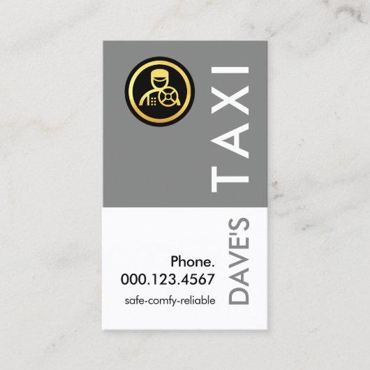 Simple Retro Grey Taxi Layer Visitenkarte (Vorderseite)