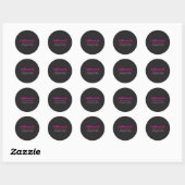 Simple Retro-Modern Pink & Off Black Address Runder Aufkleber (Blatt)