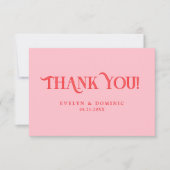 Simple Retro Pink and Red Modern Wedding Dankeskarte (Vorderseite)