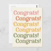 Simple Retro Typography Congrats Yellow and Green Postkarte (Vorne/Hinten)