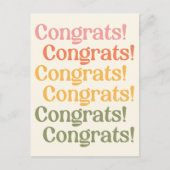 Simple Retro Typography Congrats Yellow and Green Postkarte (Vorderseite)