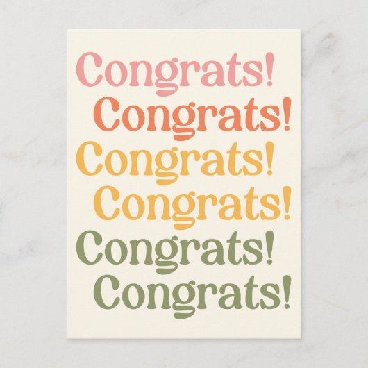 Simple Retro Typography Congrats Yellow and Green Postkarte (Vorderseite)