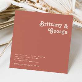 Simple Retro Vibes | Old Rose Square Wedding Einladung