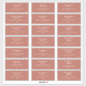Simple Retro Vibes Old Rose Wedding Guest Address Aufkleber (Blatt)