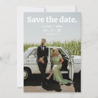 Simple RetroMinimalist Photo Wedding Save the Date Einladung