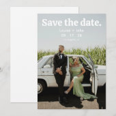 Simple RetroMinimalist Photo Wedding Save the Date Einladung (Vorne/Hinten)
