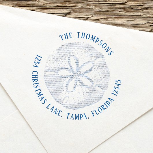 Simple Return Address Beach Coastal Sand Dollar Permastempel