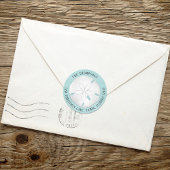 Simple Return Address Beach Turquoise Sand Dollar Runder Aufkleber