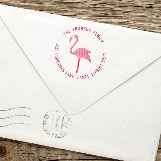 Simple Return Address Pink Flamingo Tropical Permastempel