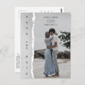 Simple Ripped Paper Effect Wedding Custom Foto Postkarte (Vorne/Hinten)