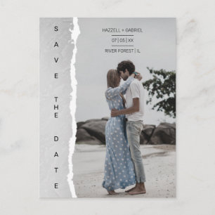 Simple Ripped Paper Effect Wedding Custom Foto Postkarte