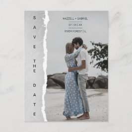 Simple Ripped Paper Effect Wedding Custom Foto Postkarte