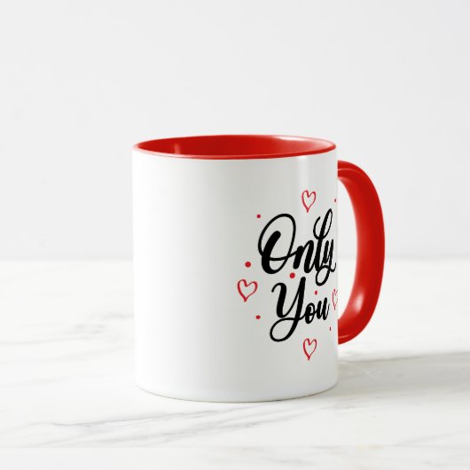 Simple Romance Love Only You Elegant Black Script Tasse (VorderseiteRechts)