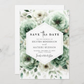 Simple Romantic Typografy Sage Green Wedding Save The Date (Vorne/Hinten)