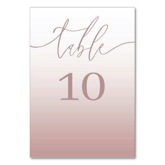 Simple Rose Gold Gradient Wedding Tischnummer (Rückseite)