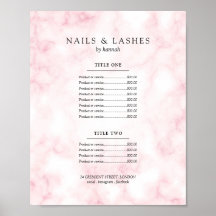 Simple Rose Gold Marble Price Menu